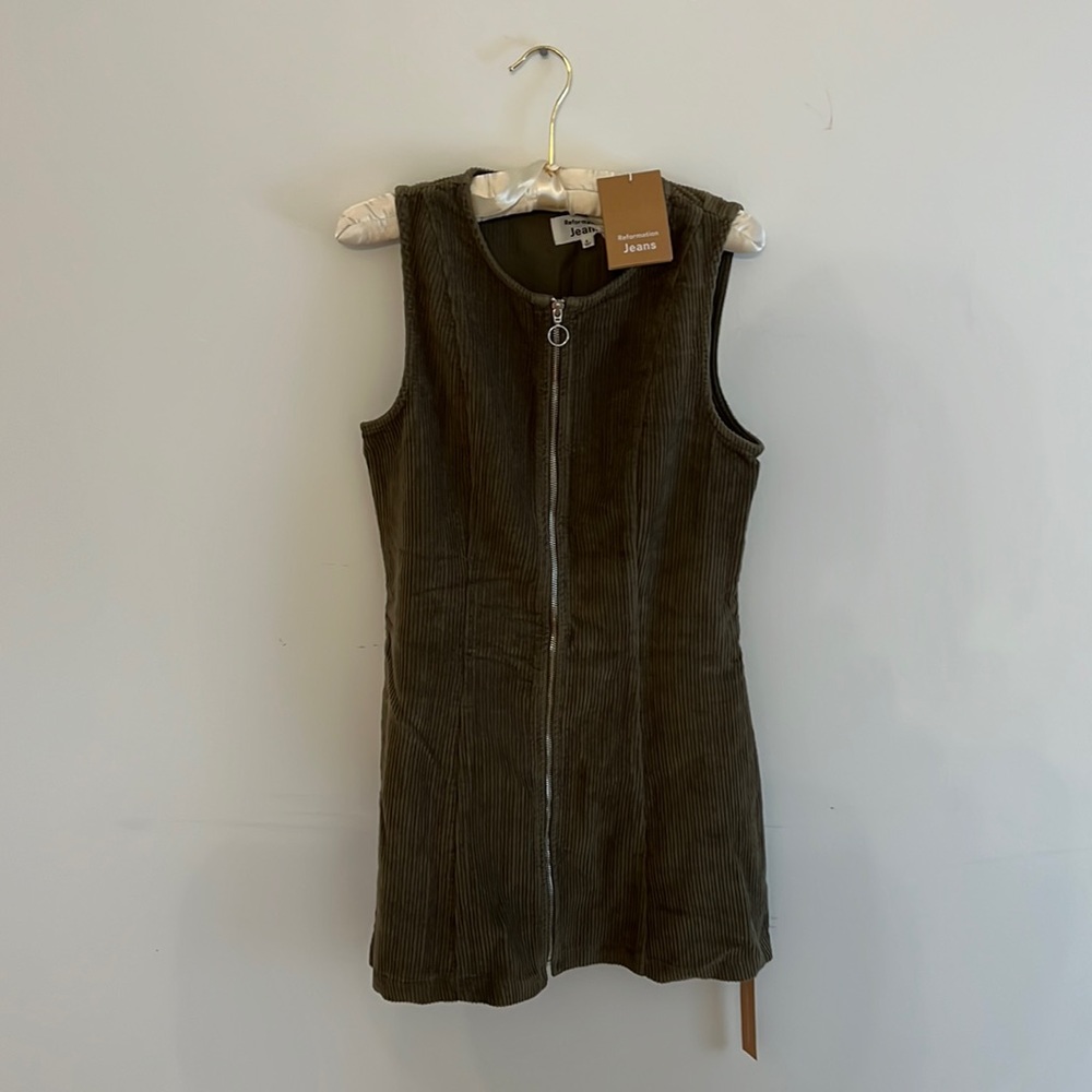 Reformation olive green corduroy mini jumper size 4